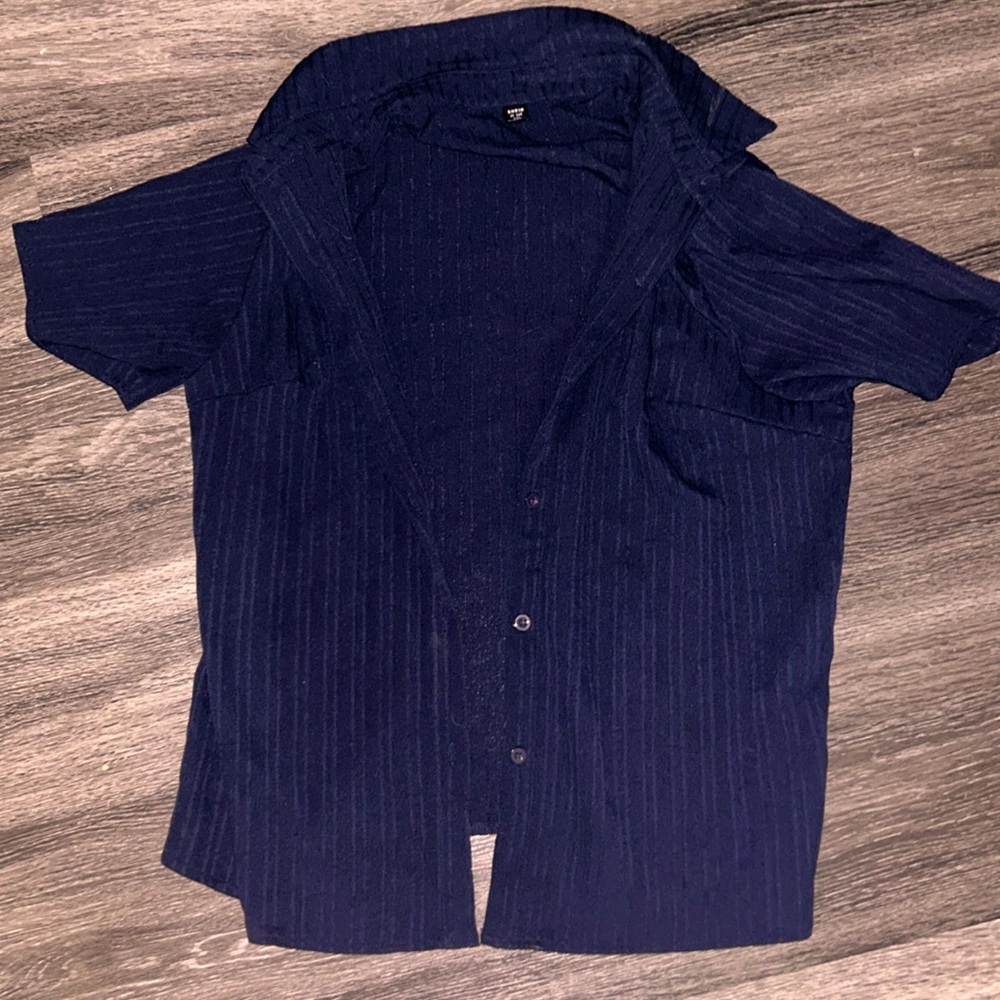 SHEIN Navy Blue Overshirt Size: 1XL